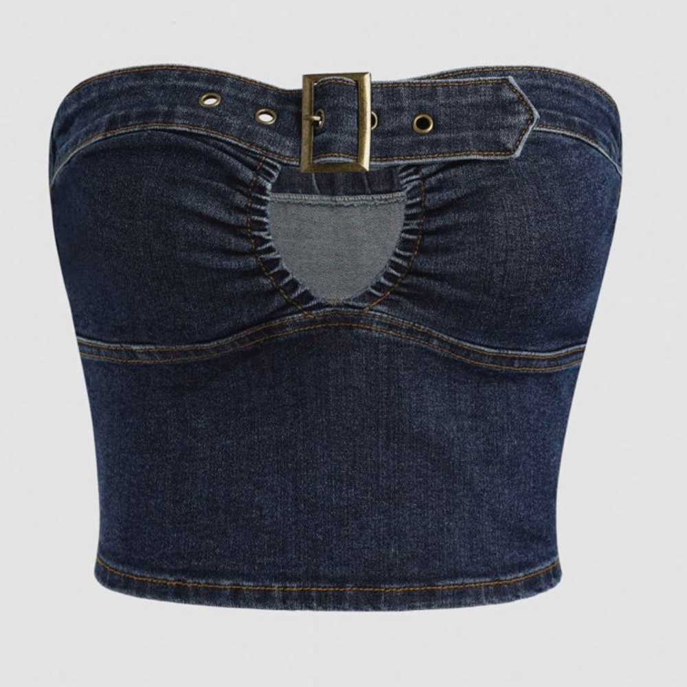 cowgirl denim crop tube top